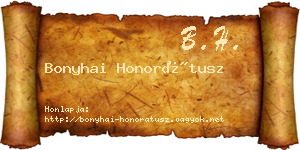 Bonyhai Honorátusz névjegykártya